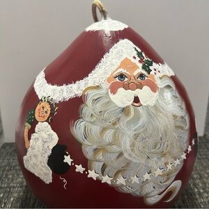 Vintage Gourd 1996 Hand-Painted Santa Signed Bonnie Klopp